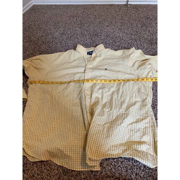 Ralph Lauren Yellow Blue Plaid Button Down Shirt Mens Sz 17.5 34/35 Yarmouth - Picture 8 of 9
